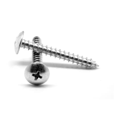 No.10-12 X 1 Phillips Truss Head Type A Sheet Metal Screw, 18-8 Stainless Steel, 2000PK